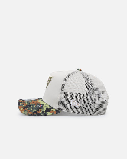 New Era Philadelphia Eagles "Camo Visor" 9FORTY A-Frame Trucker Snapback Stone/Olive