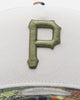 New Era Pittsburgh Pirates "Camo Visor" 9FORTY A-Frame Trucker Snapback Stone/Olive