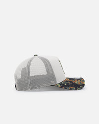 New Era Detroit Tigers "Camo Visor" 9FORTY A-Frame Trucker Snapback Stone/Olive