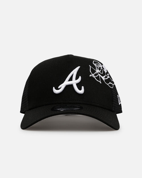 New Era Atlanta Braves 'Cherub Trucker' 9FORTY A-Frame Trucker Snapback Black/White