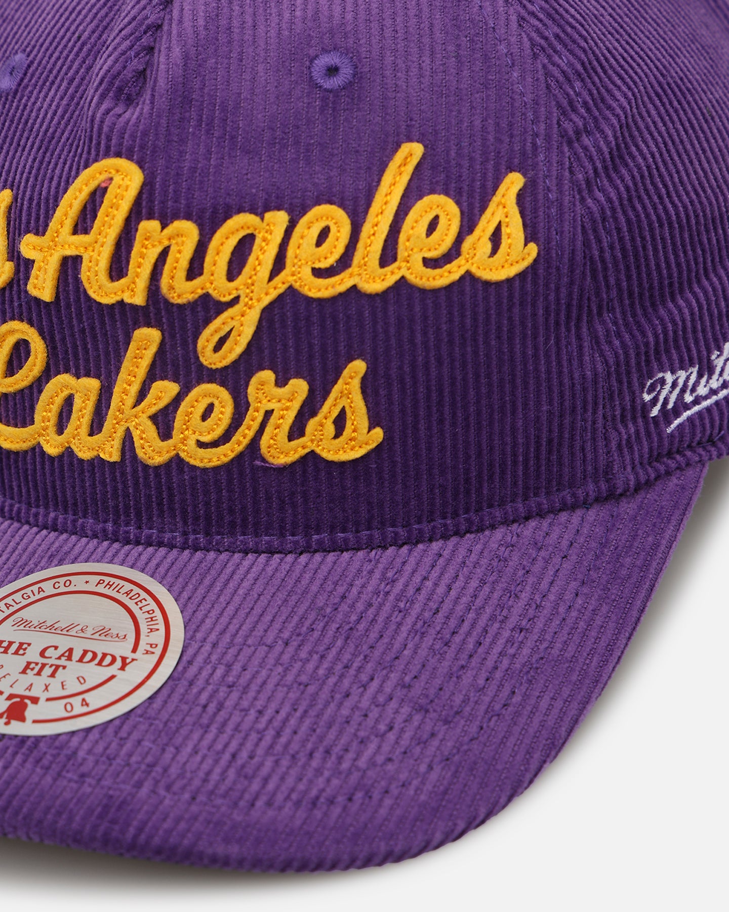 Mitchell & Ness Los Angeles Lakers Stack Script Corduroy Snapback