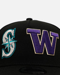 New Era Seattle Mariners 'MLB & NCAA Dual Logo' 9FORTY A-Frame Snapback Black