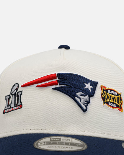 New Era New England Patriots 'Super Bowl Logos' 9FORTY A-Frame Snapback Chrome