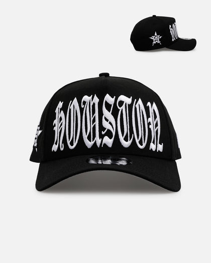 New Era Houston Astros 'Oversized Gothic Script Crown' 9FORTY A-Frame Snapback Black/White