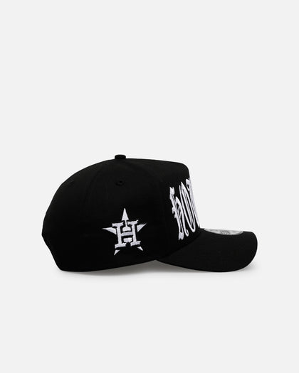 New Era Houston Astros 'Oversized Gothic Script Crown' 9FORTY A-Frame Snapback Black/White