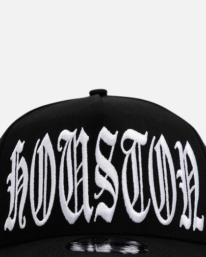 New Era Houston Astros 'Oversized Gothic Script Crown' 9FORTY A-Frame Snapback Black/White