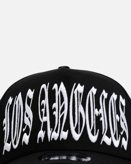 New Era Los Angeles Dodgers 'Oversized Gothic Script Crown' 9FORTY A-Frame Snapback Black/White