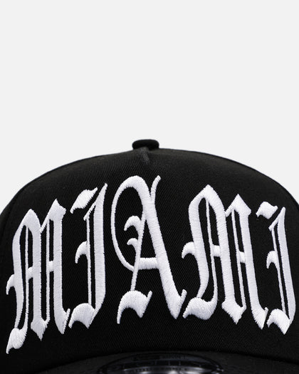 New Era Miami Dolphins 'Oversized Gothic Script Crown' 9FORTY A-Frame Snapback Black/White