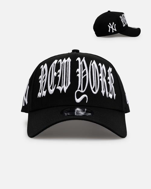 New Era New York Yankees 'Oversized Gothic Script Crown' 9FORTY A-Frame Snapback Black/White