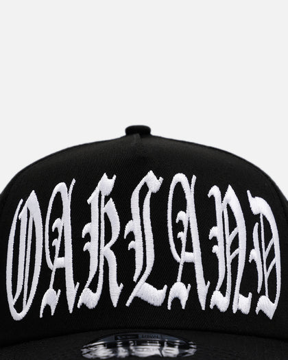 New Era Oakland Athletics 'Oversized Gothic Script Crown' 9FORTY A-Frame Snapback Black/White