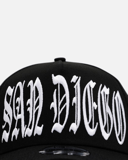 New Era San Diego Padres 'Oversized Gothic Script Crown' 9FORTY A-Frame Snapback Black/White