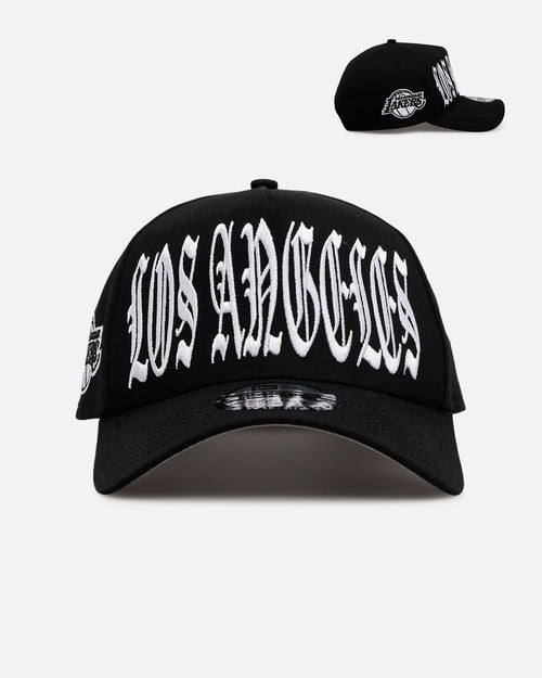 New Era Los Angeles Lakers 'Oversized Gothic Script Crown' 9FORTY A-Frame Snapback Black/White