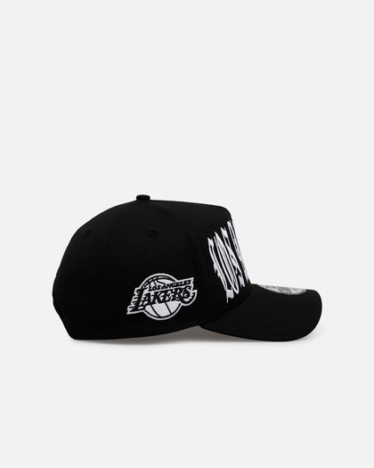 New Era Los Angeles Lakers 'Oversized Gothic Script Crown' 9FORTY A-Frame Snapback Black/White