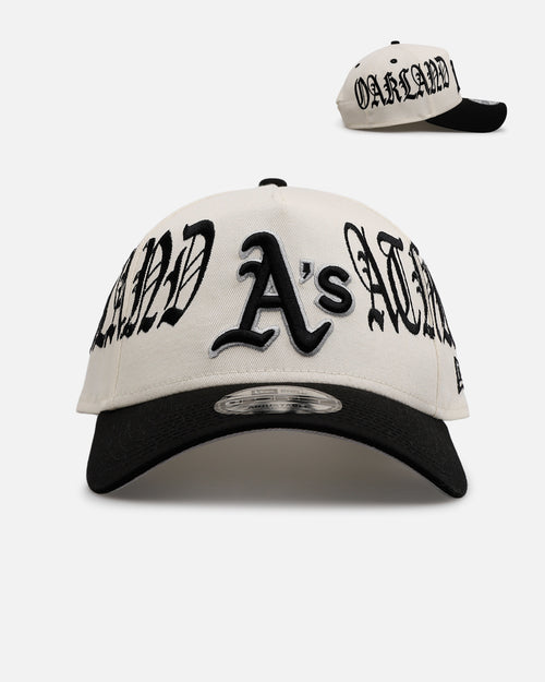 New Era Oakland Athletics 'Gothic Script Two Tone' 9FORTY A-Frame Snapback Chrome/Black