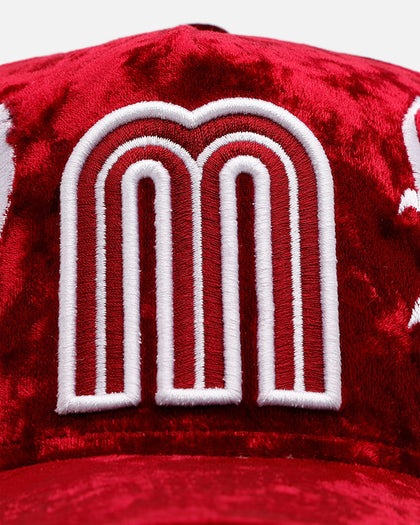 New Era Mexico National Baseball Team 'Velvet Gothic Script' 9FORTY A-Frame Snapback Maroon