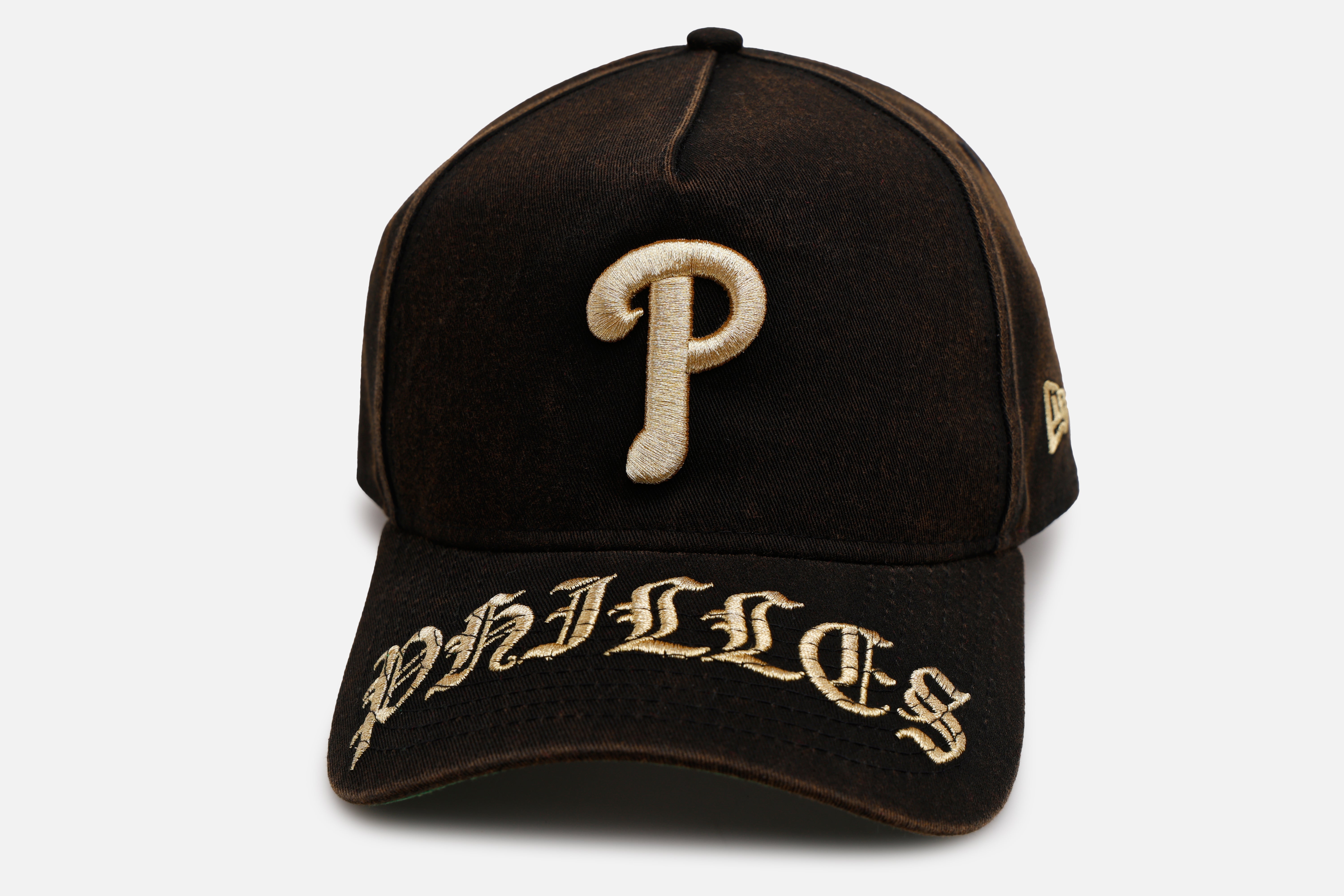 New Era Philadelphia Phillies 'Washed Black Gothic Script' 9FORTY