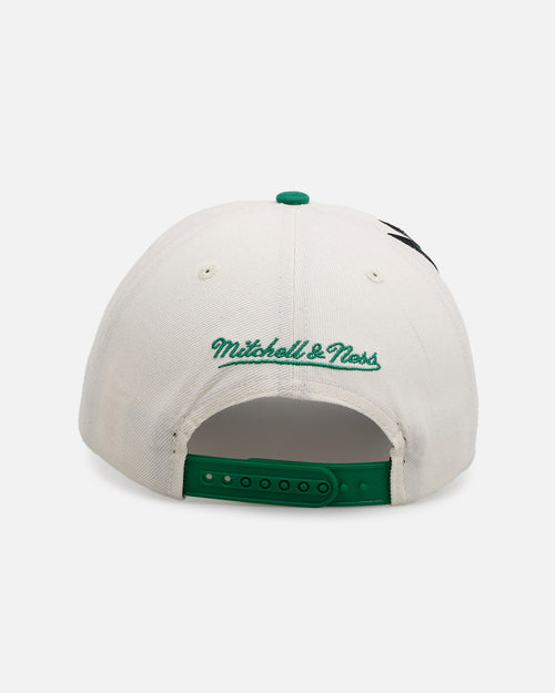 Mitchell & Ness Boston Celtics 'Shark Tooth' Pro Pinch Snapback Cream/Green