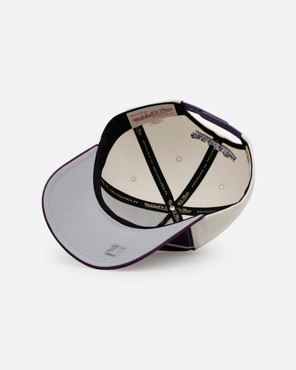 Mitchell & Ness Los Angeles Lakers 'Shark Tooth' Pro Pinch Snapback Cream/Purple