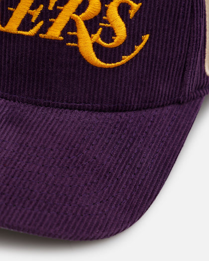 Mitchell & Ness Los Angeles Lakers 'Vintage Cord' Pro Pinch Corduroy Snapback Purple