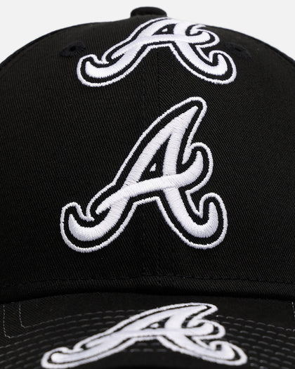 New Era Atlanta Braves 'Spine' 9FORTY A-Frame Strapback Black/White