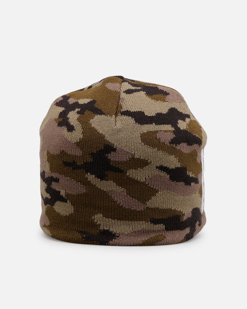 Loiter Motor Skull Knit Beanie Woodland Camo