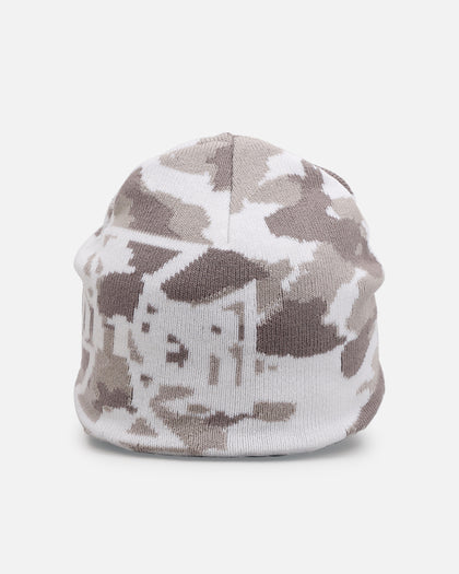 Loiter Motor Skull Knit Beanie Snow Camo