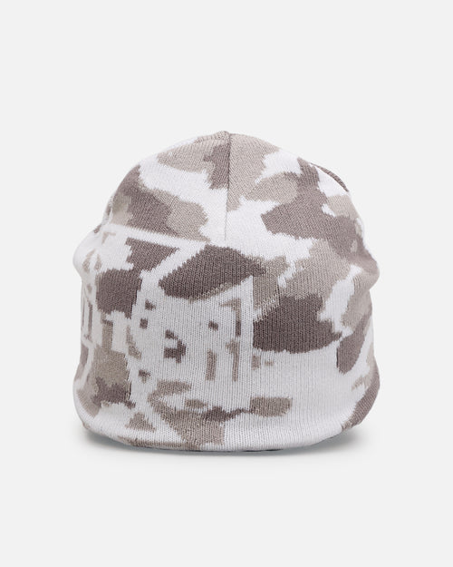 Loiter Motor Skull Knit Beanie Snow Camo