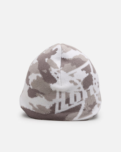Loiter Motor Skull Knit Beanie Snow Camo