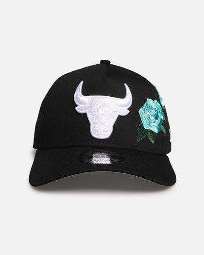 New Era Chicago Bulls 'Aqua Rose Embroidery' 9FORTY A-Frame Snapback Black/Aqua