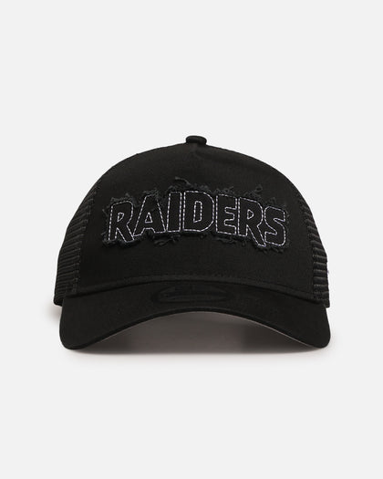 New Era Las Vegas Raiders 'Distressed' 9FORTY A-Frame Trucker Snapback Black/White