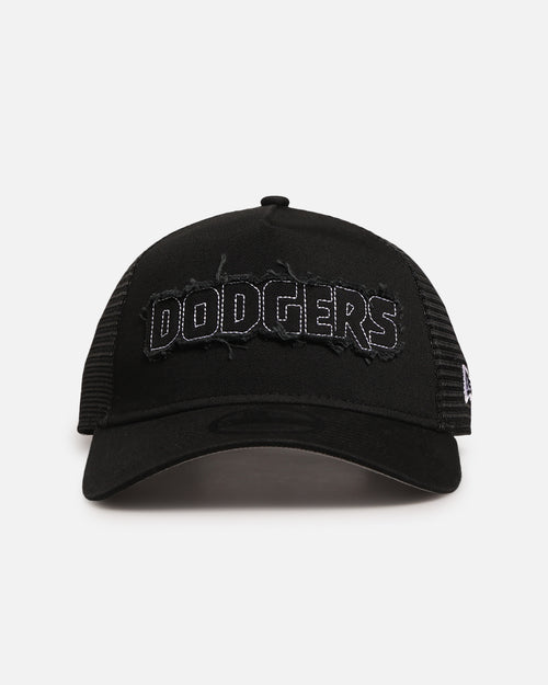 New Era Los Angeles Dodgers 'Distressed' 9FORTY A-Frame Trucker Snapback Black/White
