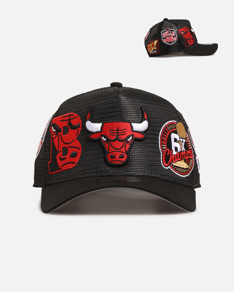 CHICAGO BULLS ビーズ装飾キャップ New Era Chicago Bulls 'Mesh Crown All Over Logos' 9FORTY A-Frame