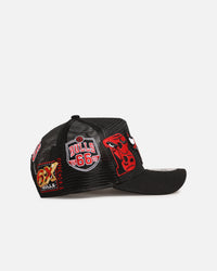 New Era Chicago Bulls 'Mesh Crown All Over Logos' 9FORTY A-Frame Snapback Official Team Colour