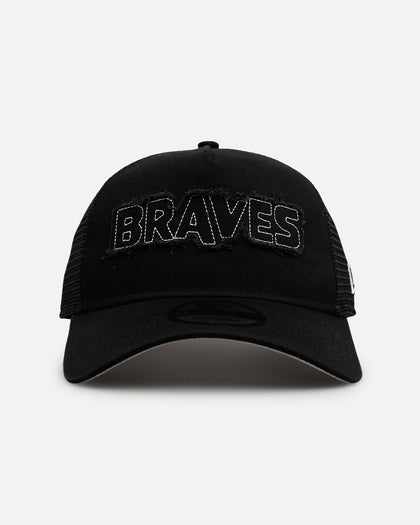New Era Atlanta Braves 'Distressed' 9FORTY A-Frame Trucker Snapback Black/White