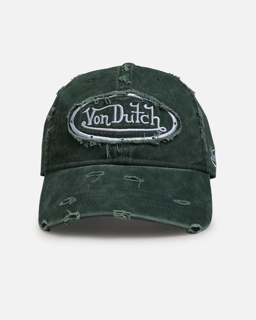 Von Dutch Distressed Dad Strapback Hat Washed Green