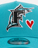 New Era Florida Marlins 'Team Color Hearts' 9FORTY A-Frame Snapback Official Team Color
