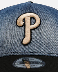 New Era Philadelphia Phillies 'Bleach' 9FORTY A-Frame Trucker Snapback Denim