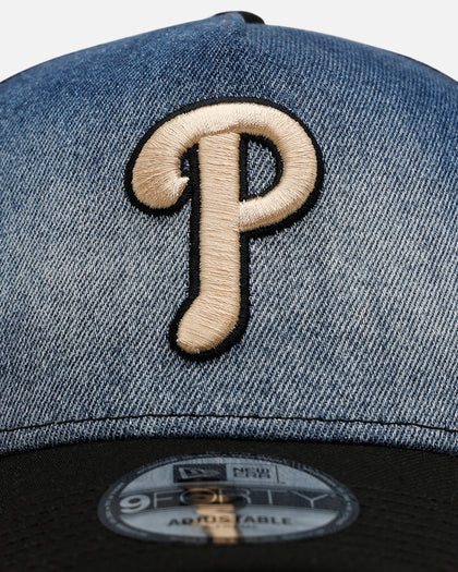 New Era Philadelphia Phillies 'Bleach' 9FORTY A-Frame Trucker Snapback Denim