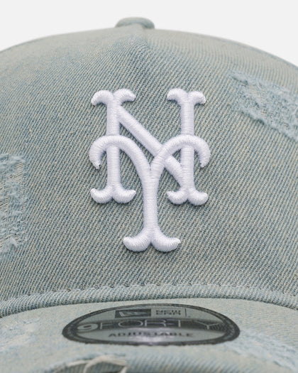 New Era New York Mets 'Distressed Denim' 9FORTY A-Frame Snapback Light Wash Denim