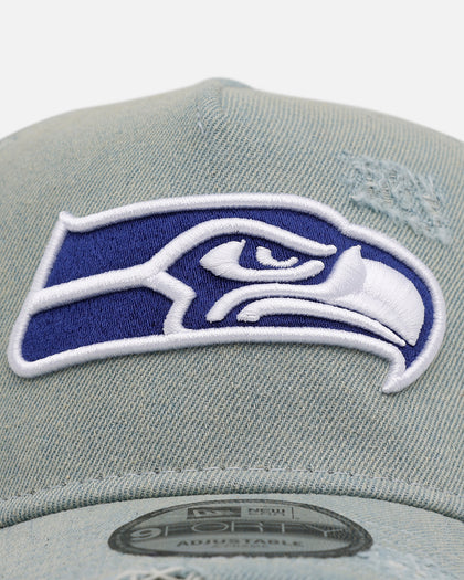 New Era Seattle Seahawks 'Distressed Denim' 9FORTY A-Frame Snapback Light Wash Denim