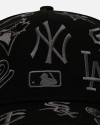 New Era MLB 'All Over Leagues' 9FORTY A-Frame Snapback Black/Charcoal