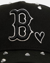 New Era Boston Red Sox 'Black Satin Hearts' 9FORTY A-Frame Snapback Black