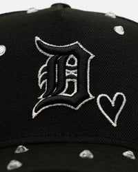New Era Detroit Tigers 'Black Satin Hearts' 9FORTY A-Frame Snapback Black