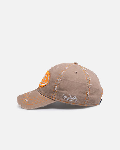 Von Dutch Contrast Distressed Zigzag Strapback Taupe/Orange