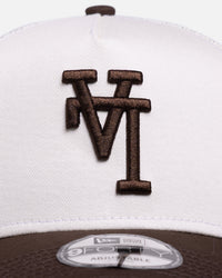 New Era Los Angeles Dodgers 'Upside Down Logo' 9FORTY A-Frame Trucker Snapback White/Brown