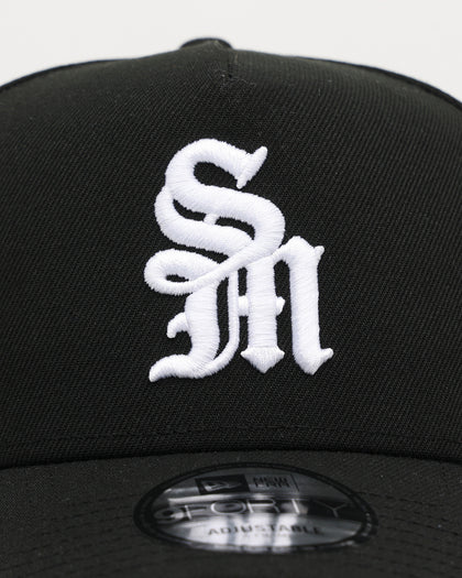 Saint Morta x New Era Logo 9FORTY A-Frame Snapback Black/White