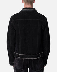 MNML Studded Suede Denim Jacket Black