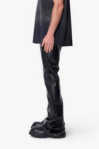 MNML Super Stacked Leather Pants Black
