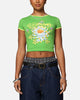 Ed Hardy Women's Blooming Baby Ringer T-Shirt Green/Yellow