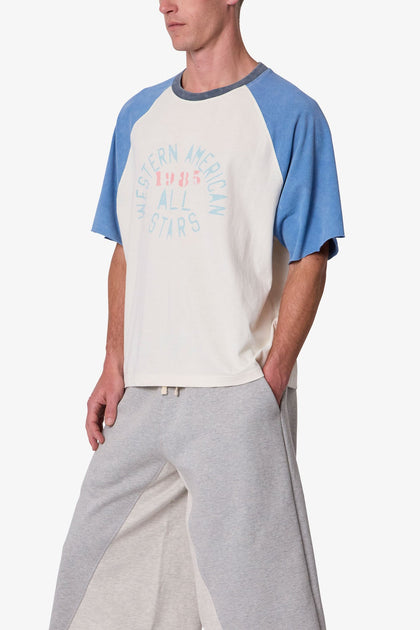 MNML Vintage Baseball 3/4 Sleeve Tee Off White/Blue